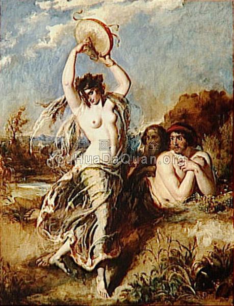 Bacchante Playing the Tambourine - 威廉·埃蒂